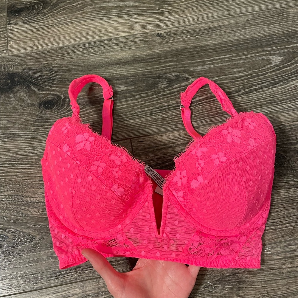 Neon pink longline VS bra